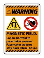 Warning Magnetic field can be harmful to pacemaker wearers.pacemaker wearers.stay back 30cm vector