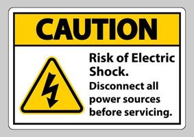 precaución, riesgo, de, descarga eléctrica, símbolo, señal, aislar, blanco, plano de fondo vector