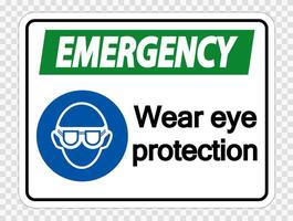 Emergency Wear eye protection on transparent background vector