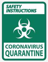 Instrucciones de seguridad signo de cuarentena de coronavirus aislado sobre fondo blanco, ilustración vectorial eps.10 vector