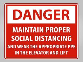 Danger Maintain Proper Social Distancing Sign Isolate On White Background,Vector Illustration EPS.10 vector