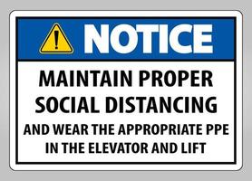 Notice Maintain Proper Social Distancing Sign Isolate On White Background,Vector Illustration EPS.10 vector