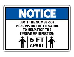 Notice Elevator Physical Distancing Sign Isolate On White Background,Vector Illustration EPS.10 vector