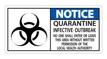 Notice Quarantine Infective Outbreak Sign Isolate on transparent Background,Vector Illustration vector