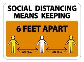 Social Distancing Means Keeping 6 Ft apart Sign Isolate On White Background,Vector Illustration EPS.10 vector