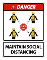 Danger Maintain social distancing, stay 6ft apart sign,coronavirus COVID-19 Sign Isolate On White Background,Vector Illustration EPS.10 vector