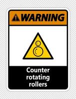 Warning counter rotating rollers sign on transparent background vector