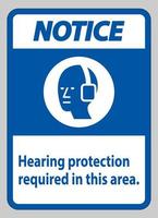 Notice PPE Sign Hearing Protection Required In This Area with Symbol vector