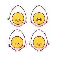 Cute funny egg expression character. Vector hand drawn cartoon mascot character illustration icon. Isolated on white background. food character concept