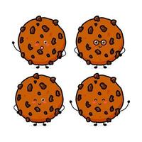 Cute funny chocolate cookies expression character. Vector hand drawn cartoon mascot character illustration icon. Isolated on white background. food character concept