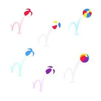 Bouncing beach ball flat style design vector illustration set.