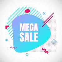 Modern liquid abstract special offer price sign MEGA SALE text gradient flat style design fluid vector colorful vector illustration banner simple shape advertising big sale or clearance symbol.
