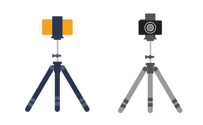 Camera tripod realistic vector set