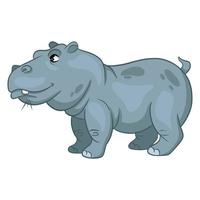 Animal character funny hippo in cartoon style. vector