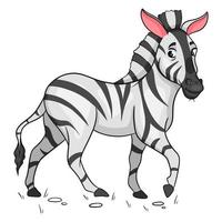 Animal character funny zebra in cartoon style. Children's illustration. vector