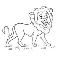 Animal character funny lion in line style. Children's illustration. vector