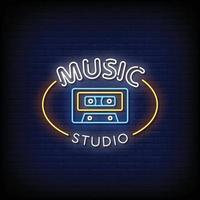 Music Studio Neon Signs Style Text Vector