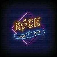 Rock Cafe Bar Neon Signs Style Text Vector