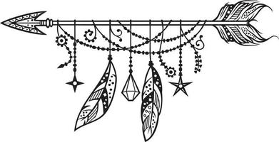 Boho Arrow with Feathers vector