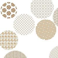 Geometric golden patterns formed circles on white with clipping mask vector