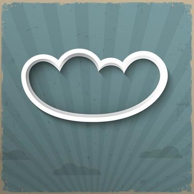 3d white cloud on retro background