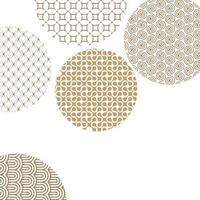 Golden circles with geometric patterns on white with clipping mask vector