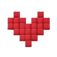 3d Heart from red squares vector