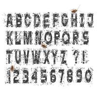 Grunge dirty alphabet letters and numbers,vector set vector
