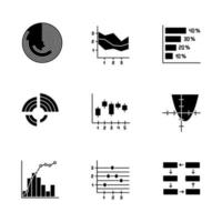 Chart and graph glyph icons set vector