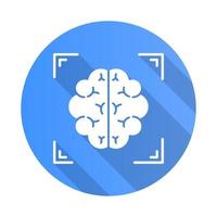 icono de glifo de larga sombra de diseño plano azul de escaneo cerebral vector