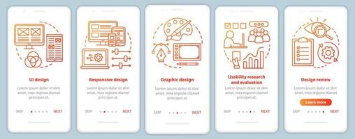 desarrollo de software incorporación de plantilla de vector de pantalla de página de aplicación móvil