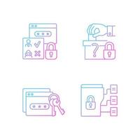 Data sensitivity gradient linear vector icons set