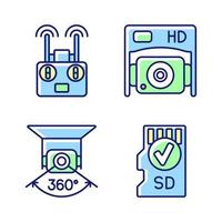 Effective drone use RGB color manual label icons set vector