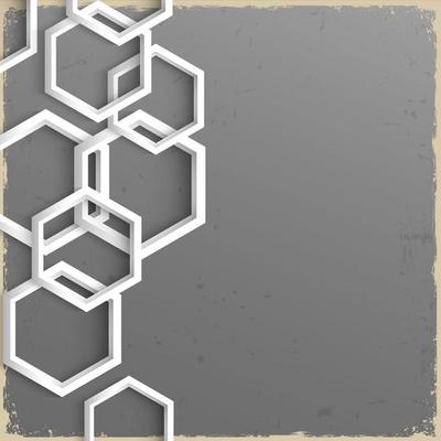 3d geometric grunge background with hexagons