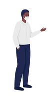 Male manager in face mask semi flat color vector character. Standing figure. Full body person on white. New reality isolated modern cartoon style illustration for graphic design and animation