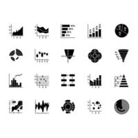 Chart and graph glyph icons set vector