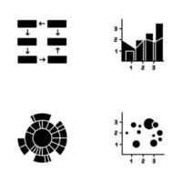 Chart and graph glyph icons set vector