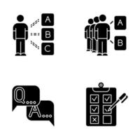 Survey glyph icons set vector