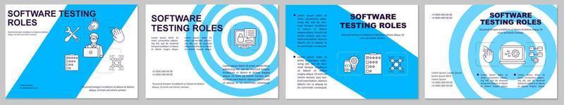 Software testing roles horizontal brochure template vector