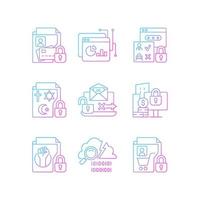 Personal information gradient linear vector icons set