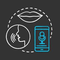 icono de concepto de tiza de control de voz. idea de gestión de casa inteligente. tecnología innovadora para apartamento. interacción verbal. software de reconocimiento de sonido. vector ilustración de pizarra aislada