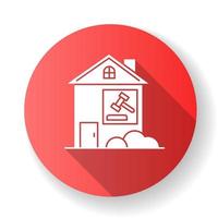 demanda inmobiliaria diseño plano rojo icono de glifo de sombra larga vector