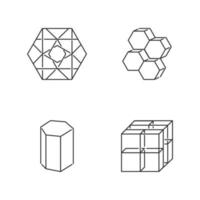 Geometric figures linear icons set vector