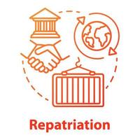 Repatriation concept icon. Return of historical values to country of origin. International agreement trade. Vector isolated outline RGB color drawing