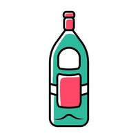Botella de vidrio verde de vino, whisky, ron icono de color vector