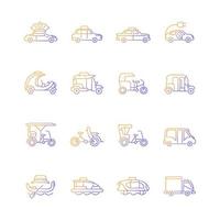Taxi types gradient linear vector icons set