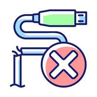 Dont use cracked cable RGB color manual label icon vector