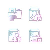 Information sensitivity gradient linear vector icons set