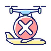 Dont fly near aircrafts RGB color manual label icon vector