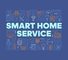 Smart home service word concepts banner. Wireless technology. Automated house control. Presentation, website. Isolated lettering typography idea with linear icons. Vector outline illustration